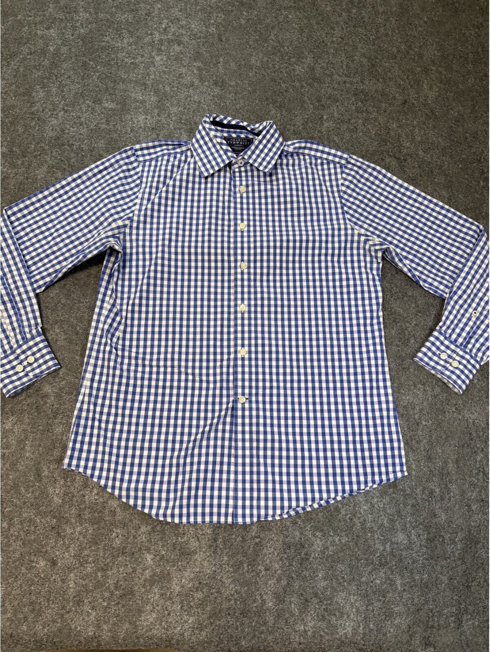 Charles Tyrwhitt Poplin Slim Fit Blue White Gingham Shirt Men's M